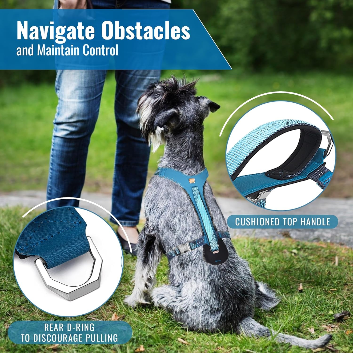 Premium No-Pull Black Dog Harness with Handle – Escape-Free, Anti-Pulling & Grip Control, Multi-Angle Reflective for Safe Walks & Training – Medium & Large Breeds, H3