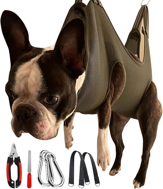 Pet Grooming Hammock Harness for Dogs & Cats, Dog Hammock for Grooming Bag Pet Grooming Hammock with Nail Clippers Dog Holder Dog Hanging Harness for Nail Trimming