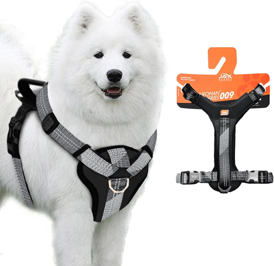 Premium No-Pull Black Dog Harness with Handle – Escape-Free, Anti-Pulling & Grip Control, Multi-Angle Reflective for Safe Walks & Training – Medium & Large Breeds, H3