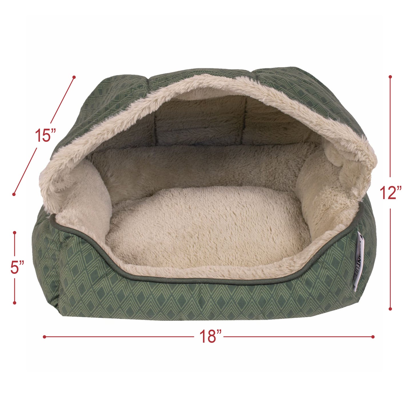 Vibrant Life Oval Cuddler Pet Bed, Covered, Small, Green 18" X 14" X 12"