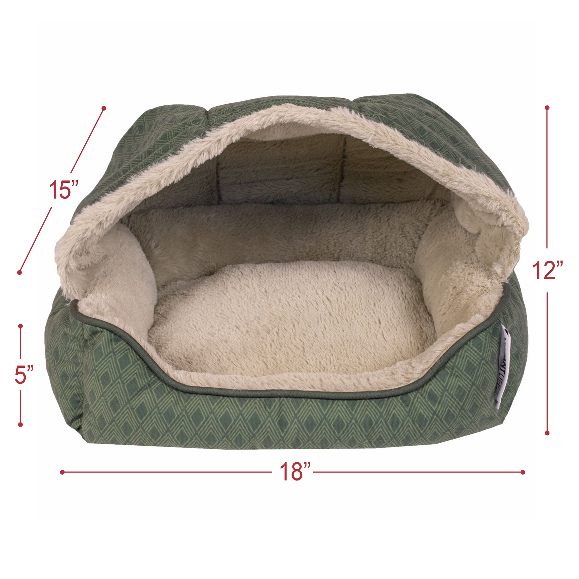 Vibrant Life Oval Cuddler Pet Bed, Covered, Small, Green 18" X 14" X 12"
