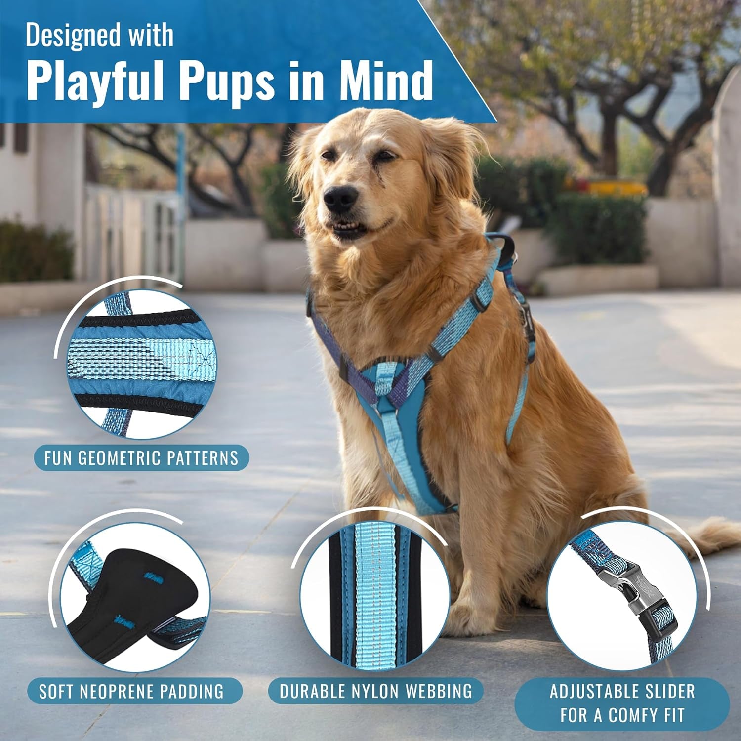 Premium No-Pull Black Dog Harness with Handle – Escape-Free, Anti-Pulling & Grip Control, Multi-Angle Reflective for Safe Walks & Training – Medium & Large Breeds, H3