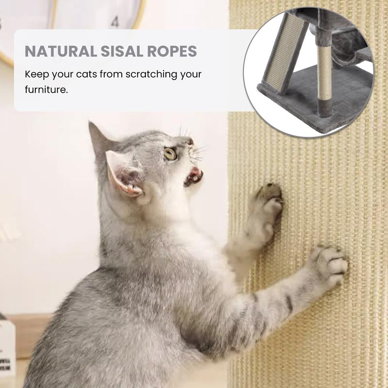 【Deals for You】Sha CERLIN 65In Larger Cat Tree Tower Condo for Indoor Cats, Multi-Level Furniture Activity Center with Wide Base/Cozy Plush Cat Perches/Baskets/Sisal Scratching Posts and Hammock#Fathersdaygift