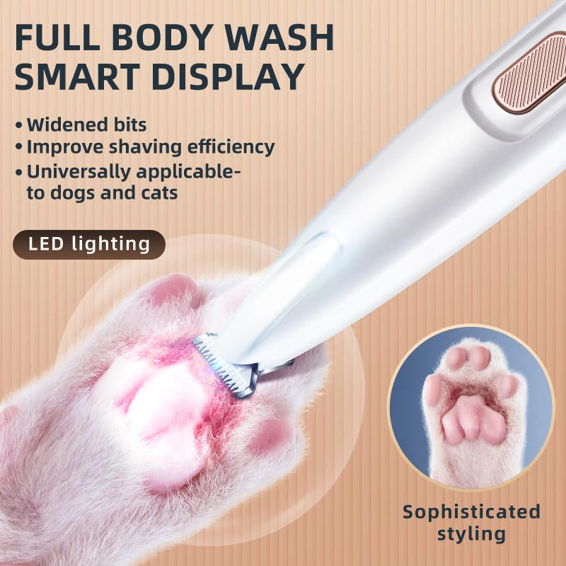 New Pet Trimmer for Dogs and Cats LED Light Electric Silent Cat Paw Trimmer Electric Push Clippers Shaving Feet Hair Electric Professional Push Clippers